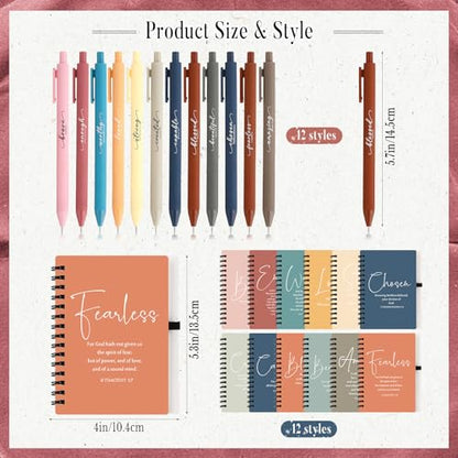 Kosiz 12 Sets Christian Notebook, Bible Study Prayer Pen, Bright Morandi - color: Bright Morandi