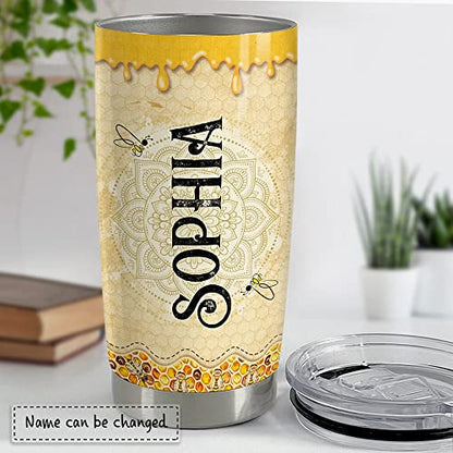 SANDJEST Personalized Queen Bee Tumbler 20oz 30oz Tumblers with Lid Gift for Women Girl Daughter Sister Animal Lovers Christmas Birthday - color: Bee 1