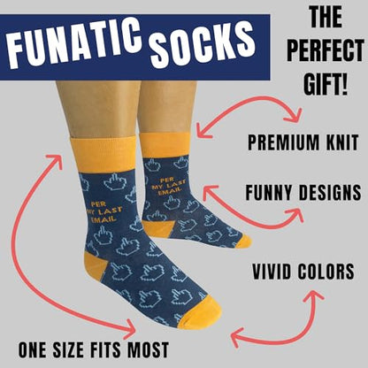 FUNATIC Socks with Funny and Profane Sayings, Sarcastic Gift for Men Women - color: Per My Last Email