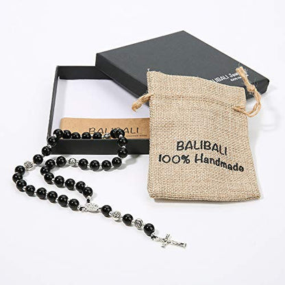 8mm Handmade Anglican Prayer Beads Rosary for Women - color: Silver(Black Agate)