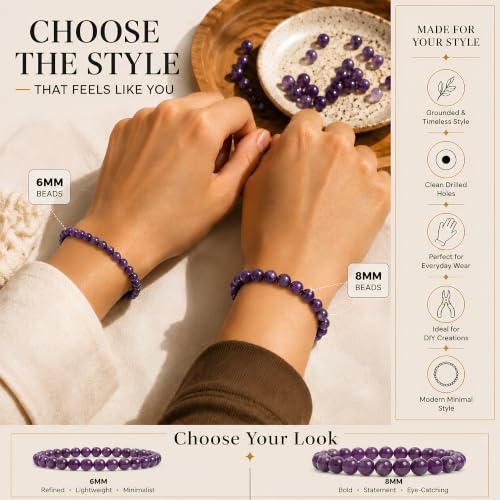 Cherry Tree Collection 100PCS 6mm Amethyst Round Bead Craft Kit - color: amethyst, size: 6mm