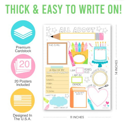 20 All About Me Posters Elementary Classroom Decor, Star Student Poster - color: Notebook
