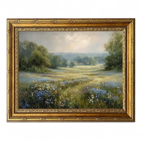 Framed Wildflower grassland Canvas Wall ArtFarmhouse Artwork 10x8 Inch - color: Framed Wildflower grassland 36, size: 10"L x 8"W