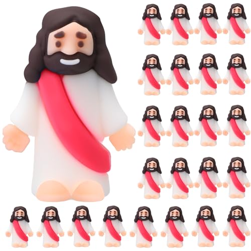 Bememo 25Pcs Mini Jesus Figure for Religious Favor,Rose Red - color: Rose Red