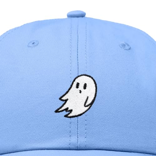 DALIX Ghost Embroidered Mens Womens Cotton Dad Hat Baseball Cap Adjustable - color: Light Blue