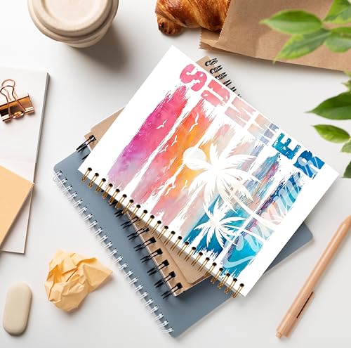 Summer Beach Notebook, Beach Lover Gifts, Tropical Palm Tree Sunset Coastal Journal for Office Supplies, Retro Ocean Summer Vibes Spiral Notebook Journal 5.5x8.3 - color: Color 07