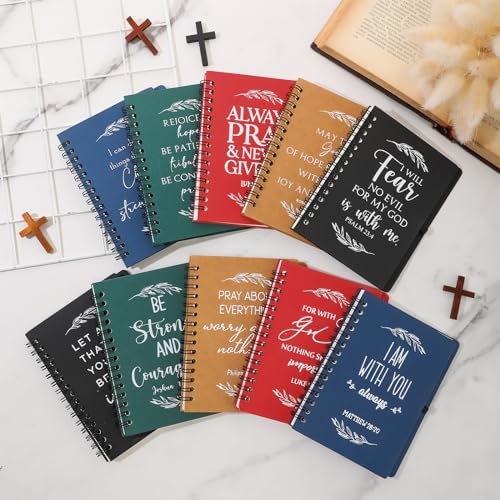 Kosiz 100 Pcs/ 50 Set Christian Gift Bulk Spiral Notebook and Pen, 5 Color - color: Multicolor