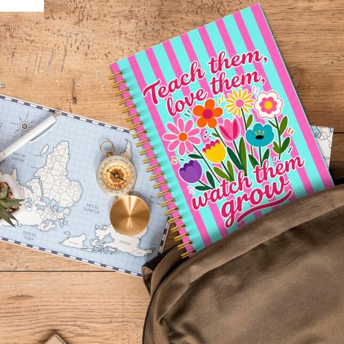 JMICTUB Boho Floral Teacher Spiral Notebook 5.5x8.3, End of the Year Teacher Appreciation Gifts Hardcover Lined Journal - color: Spiral notebook-04