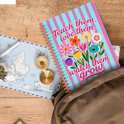 JMICTUB Boho Floral Teacher Spiral Notebook 5.5x8.3, End of the Year Teacher Appreciation Gifts Hardcover Lined Journal - color: Spiral notebook-04