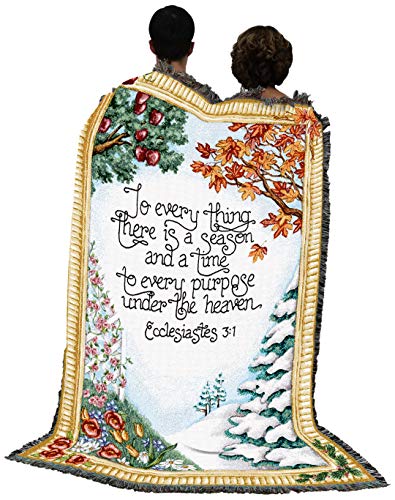 Pure Country Weavers There is A Season Blanket by Yvonne Symank - Scriptures - Ecclesiastes 3:1 - Religious Gift Tapestry Throw Woven from Cotton - Made in the USA (72x54) - color: Ecclesiastes 3:1, size: 72" x 54"