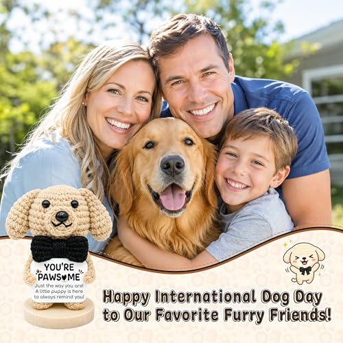 Positive Crochet Dog, Emotion Support Dog Stuffed Animal Inspirational Gift - color: Dog