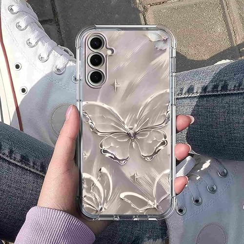 Elegant Silver Butterfly Case for Samsung Galaxy A17 5G/4G,Butterfly Collage Pattern,Trendy Cool Soft TPU Bumper Cover for Samsung Galaxy A17 5G/4G - color: Butterfly