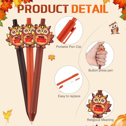 Yexiya 48 Pcs 24 Sets Fall Christian Gifts Bulk, Owl You Need Is Jesus Pens