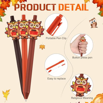 Yexiya 48 Pcs 24 Sets Fall Christian Gifts Bulk, Owl You Need Is Jesus Pens