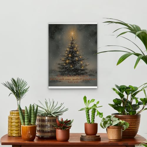 KSDUT Vintage Moody Christian Christmas Tree Framed Wall Art 11x14 Inch - color: Christmas-14