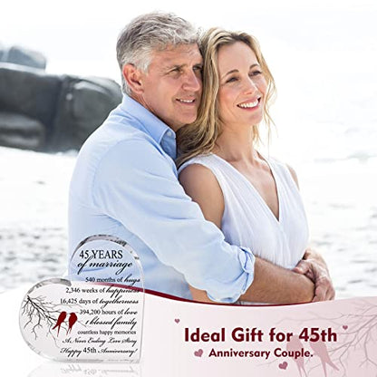 Qunclay 45th Marriage Gift for Parents Couple 45 Years Wedding Anniversary Souvenir Heart Marriage Keepsake Wedding Anniversarys Decorations for Women Men Mom Husband Wife He She Friend Grandparents - style: 45th