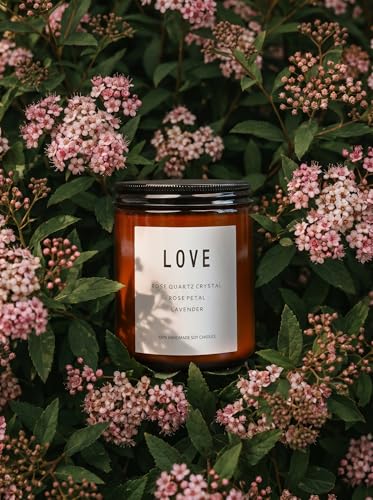 Love Spell Candles, Ritual, Soy Wax Crystal, Manifesting, Garnet, Rose Quartz, Pink Crystal Candles.(Love) - style: Love