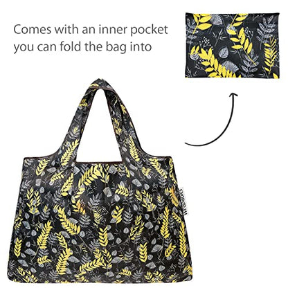 allydrew Large Foldable Tote Nylon Reusable Grocery Bags - color: Set of 2, Wheat, size: Large & Small (Set of 2)