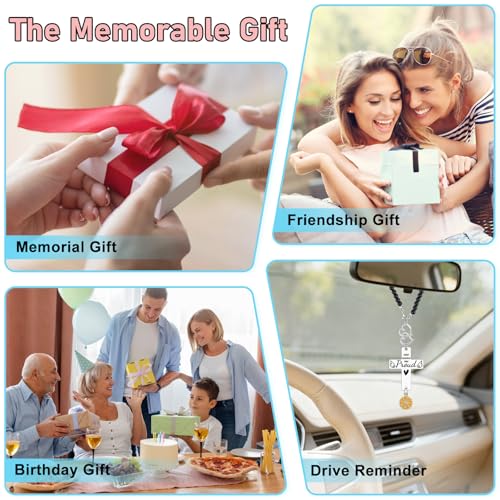 Heigebi Memorial Car Charm Sympathy Gift for Loss of Dad Father Husband Brother Anniversary of Passing Bereavement Keepsake Cross Car Mirror Hanger Keep Making Him Proud Christian Car Accessories