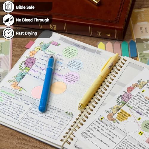 Bible Study Kit - Bible Journaling Supplies Kit for Women - Christian Gifts for Women - Highlighters and Pens with Aesthetic Bibles Journal Notebook - Bibles Accessories Annotation Kits - color: Beige