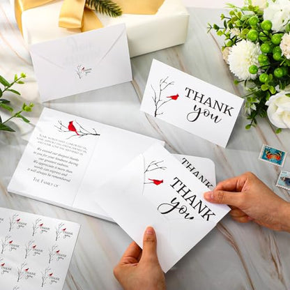 Marspark 25 Pack Funeral Thank You Cards Sympathy Envelopes, Cardinals - style: Cardinals