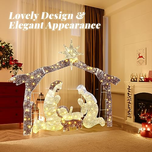 Karl Home 6 ft Lighted Nativity Scene, 190 LED Lights, Brown Roof - style: Nativity Scene-Brown Roof
