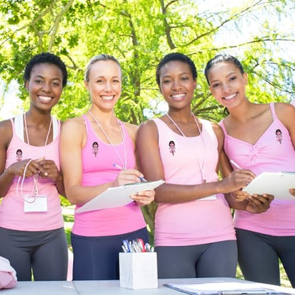 Quelay 30 Set Breast Cancer Awareness Pins for Black Women Bulk Pink Ribbon Brooches with Cards Breast Cancer Survivor Jewelry Accessories Gifts for Charity Public Fundraiser Events - style: African Breast Cancer Awareness