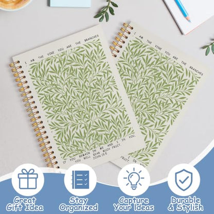 Green Botanical Christian Notebook Journal, 5.5x8.3 - color: white-Green Botanical
