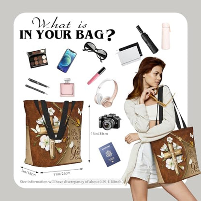 Bible Tote Bags for Women Christian Tote Bag Religious Church Bags for Women Organizer Christian Gift With Zipper - color: Bible Bags
