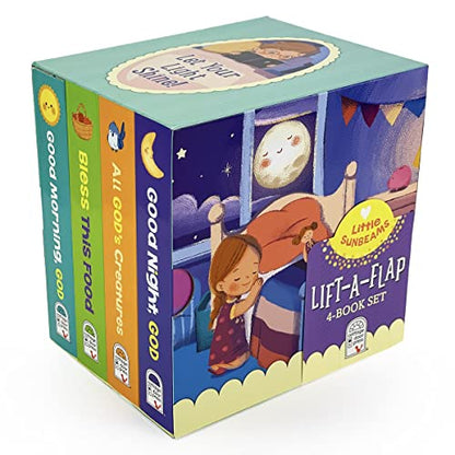 Little Sunbeams Religious Lift-A-Flap 4-Book Set for Babies and Toddlers, Ages 1-5