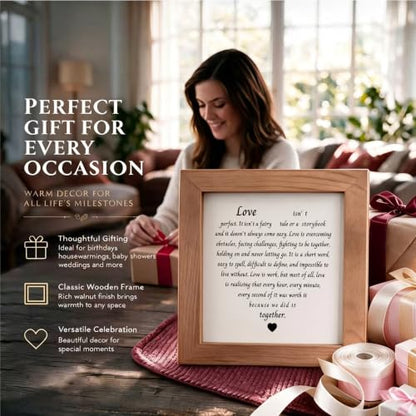 Love Isn't Perfect Together Relationship Quote Wooden Sign - color: Speak Hen56