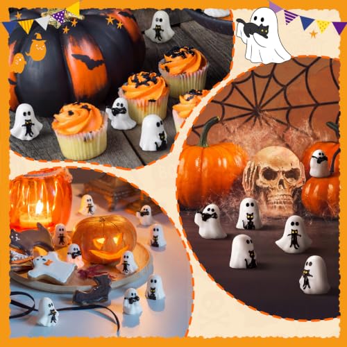 50 Pcs Mini Halloween Ghost Figurines Tiny Resin Ghosts with Black Cat - style: Ghost