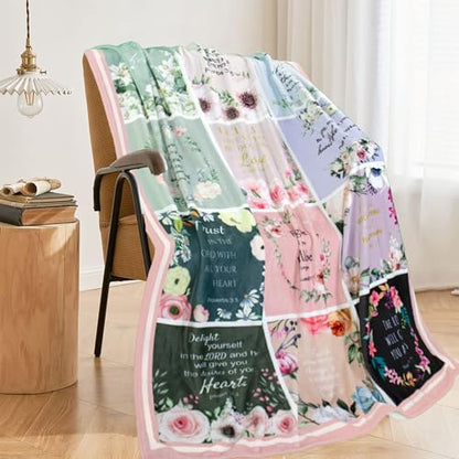 Christian Gifts for Women, Religious Birthday Blanket 60"X50" - color: Flower-christian