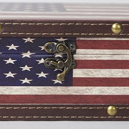 DreamsEden Wooden American Flag Storage Box,Memory Keepsake Box with Latch - color: US Flag