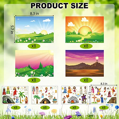 Outus 32 Set Make an Easter He Lives Scenes Craft Kit Religious Resurrection DIY Stickers He is Risen Scene Sunday Craft for Party Game Classroom Activities Christian Art DIY Project Supplies