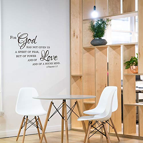 2 Timothy Scripture Decal for Bedroom - A Spirit of Power Wall Bible Decal Removable Scripture Verse 2 Timothy 1:7, q19 - color: Chocolate, size: 14x22