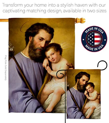 St. Joseph And Infant Jesus Flag Religious Tapestry Faith Hope Grace Religion House Wall Poster ReligionHome Decor Easter Decoration Garden Banner Small Holy Week Grave Yard Sign Christian Gifts Made In USA
