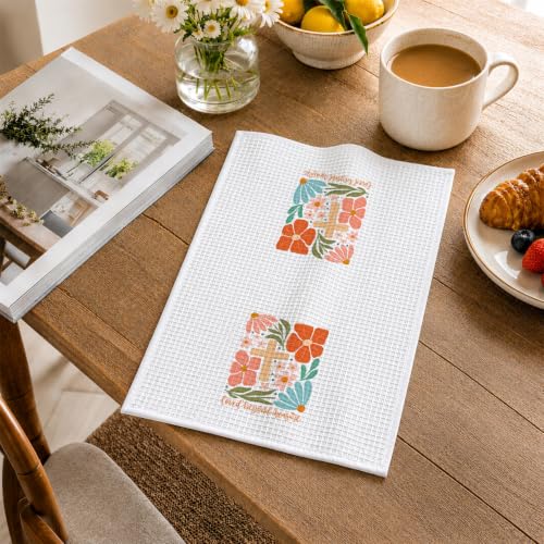 Boho Flower Christian Kitchen Hand Towels 16x24 Inch - color: Boho Flower