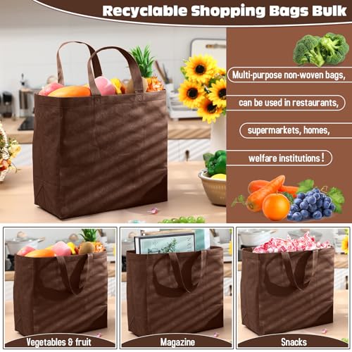 Windyun Reusable Grocery Bags Non Woven with Handles - color: Brown
