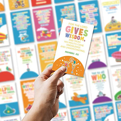 60 Mini Bible Verse Cards, Daily Devotional Prayer Card for Kids