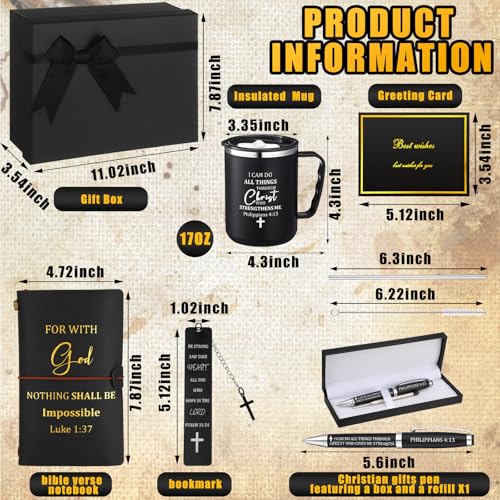 Shellwei 6 Pcs Christian Gifts for Men, Bible Verse Faith Set,Black - color: Black