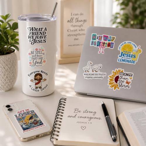 120PC Religious Christian Stickers Bulk Set Bible Verse Faith Jesus Spiritual Waterproof Decorative Sticker Pack for Water Bottle Journaling Scrapbook Laptop Notebook Planner Gifts for Men Women Adult - style: Christian