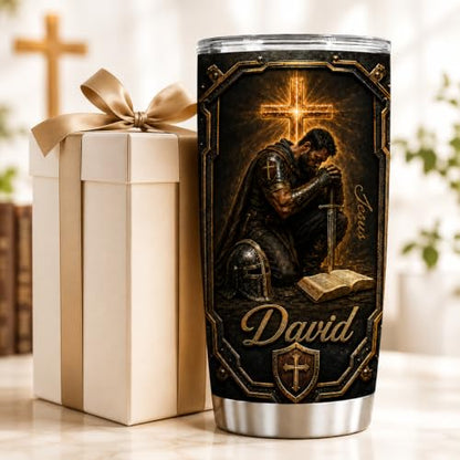 Personalized Christian Gifts For Men - A Child Of God Man Of Faith Warrior Christ Tumbler V1 - Christian Faith Religious Bible For Dad, Husband, Grandpa on Fathers Day, Christmas, Birthday - color: CH-VAR-01