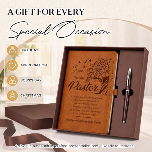 Pastor Appreciation Gifts for Men, Leather Journal Notebook With Pen - color: Pastor Appreciation