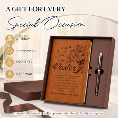 Pastor Appreciation Gifts for Men, Leather Journal Notebook With Pen - color: Pastor Appreciation