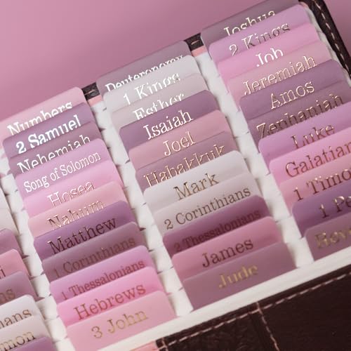 UPAFEXXI-Laminated Bible Tabs for Women,Gold Foil Embossed Lettering - color: Pink and White