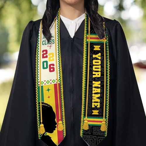 MDPrints Global Kente Graduation Sash 2026, Black Girl Magic Graduation Sash 2026, Class of 2026 Graduation Gift - color: Kente Dk04