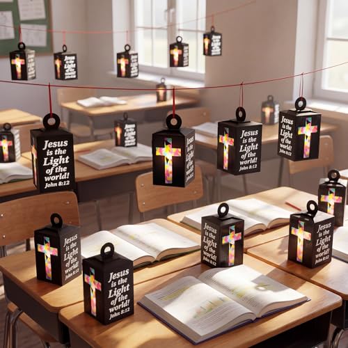 20 Sets Vbs 2026 Christian Cross Crafts Bulk Illumination Themed Paper Lanterns Jesus Is the Light Religious Suncatcher Sunday School Vbs Crafts for Church Christian Party Favor (Clear Cross) - style: Clear Cross
