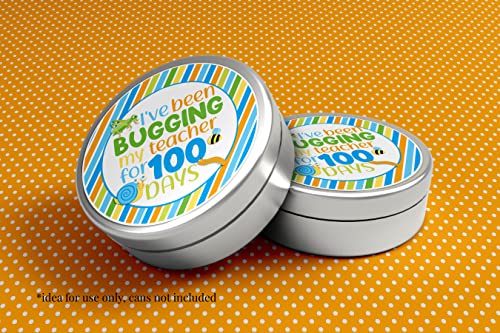 Bugging My Teacher Bug Themed 100th Day of School Stickers, 40 2" Circle Stickers by Amanda Creation, Great for Teachers to Give Students to Celebrate 100 Days of Learning - style: Bug