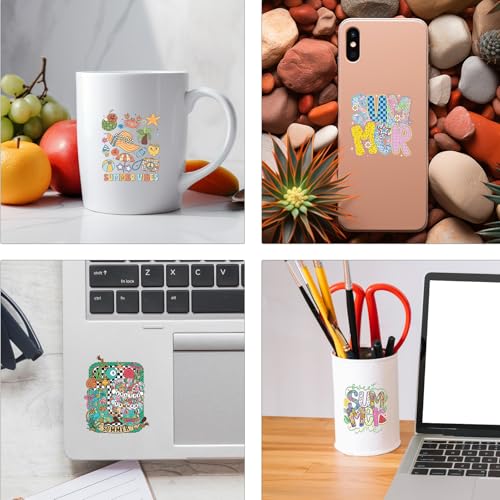 Summer UV DTF Cup Wraps - 30 Sheets Vintage Summer Beach UV DTF Cup Wrap for 16 oz Glass Mugs, Cute Strawberry Bows Flamingo Transfer Stickers Decals for DIY Water Bottle Tumbler Journal - style: Summer
